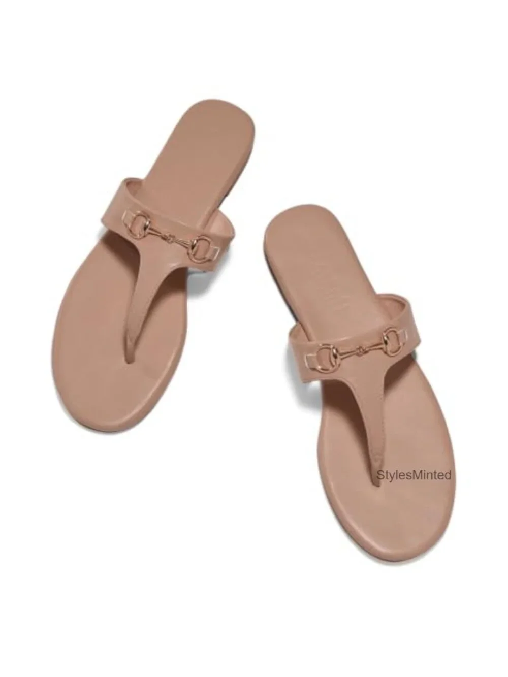 Women's Flat Slide Sandals Metal Chain Slip On Flip Flops Faux Leather